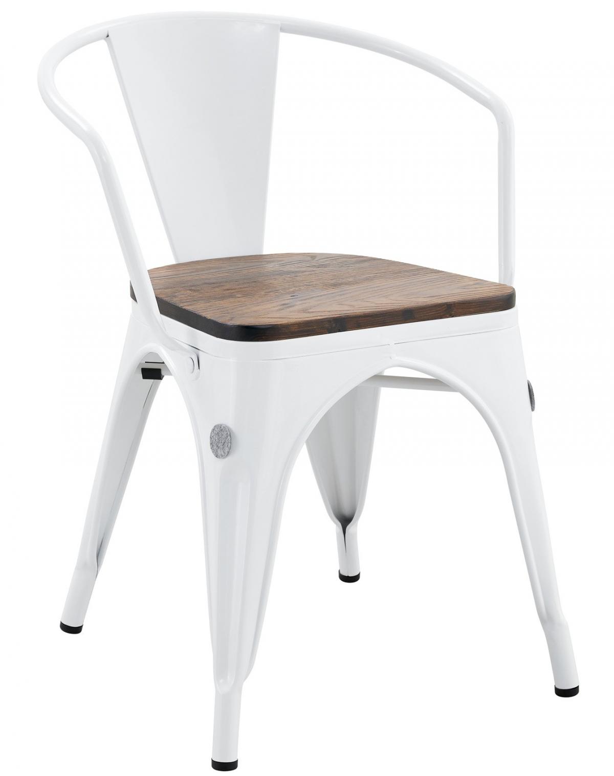 Sillón TOL EK WOOD, acero, blanco, asiento madera