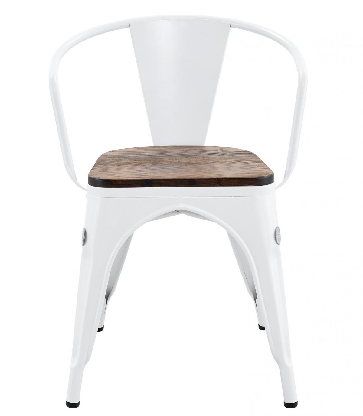 Sillón TOL EK WOOD, acero, blanco, asiento madera