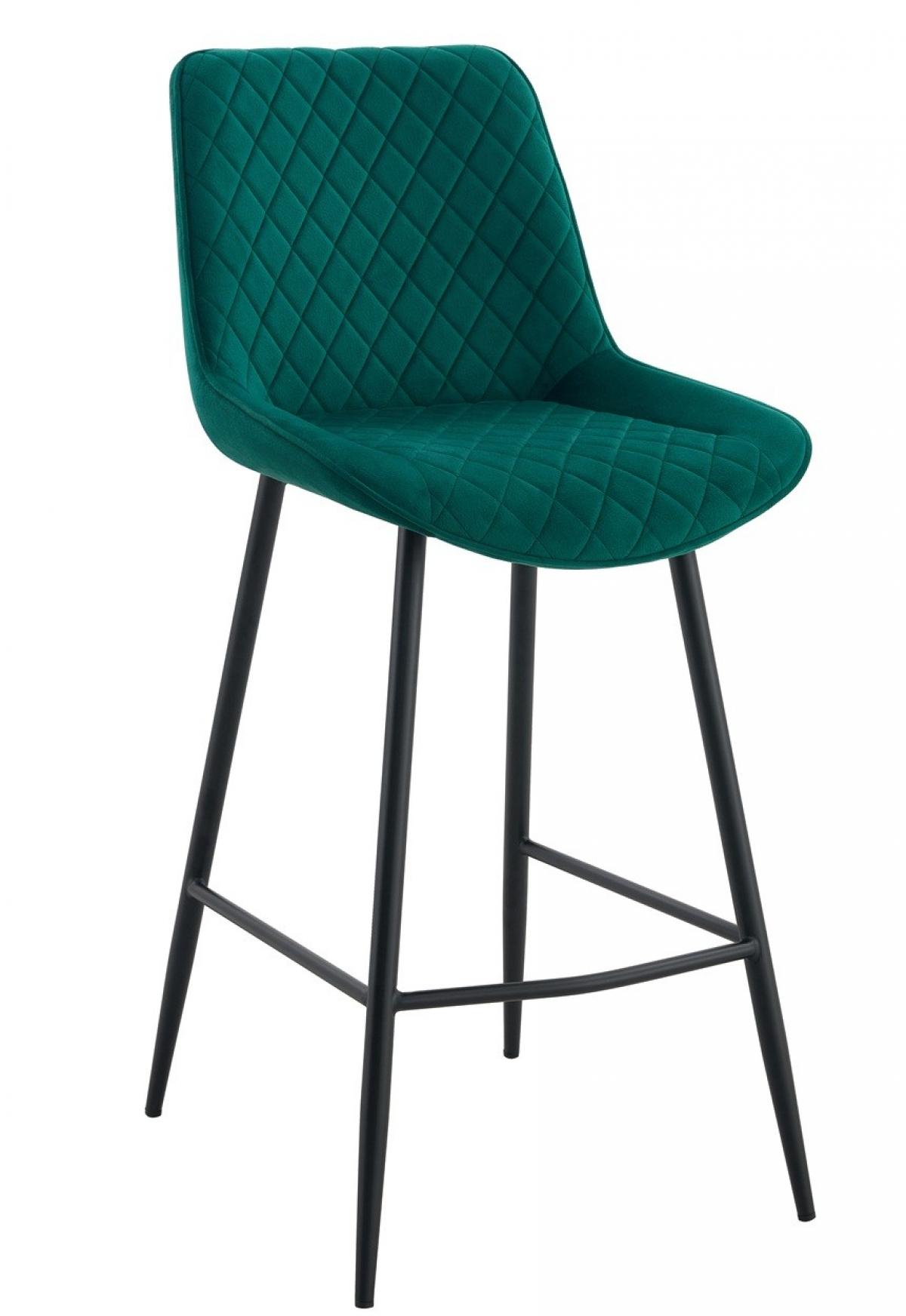 Taburete FELICIO, metal, tapizado velvet verde oscuro