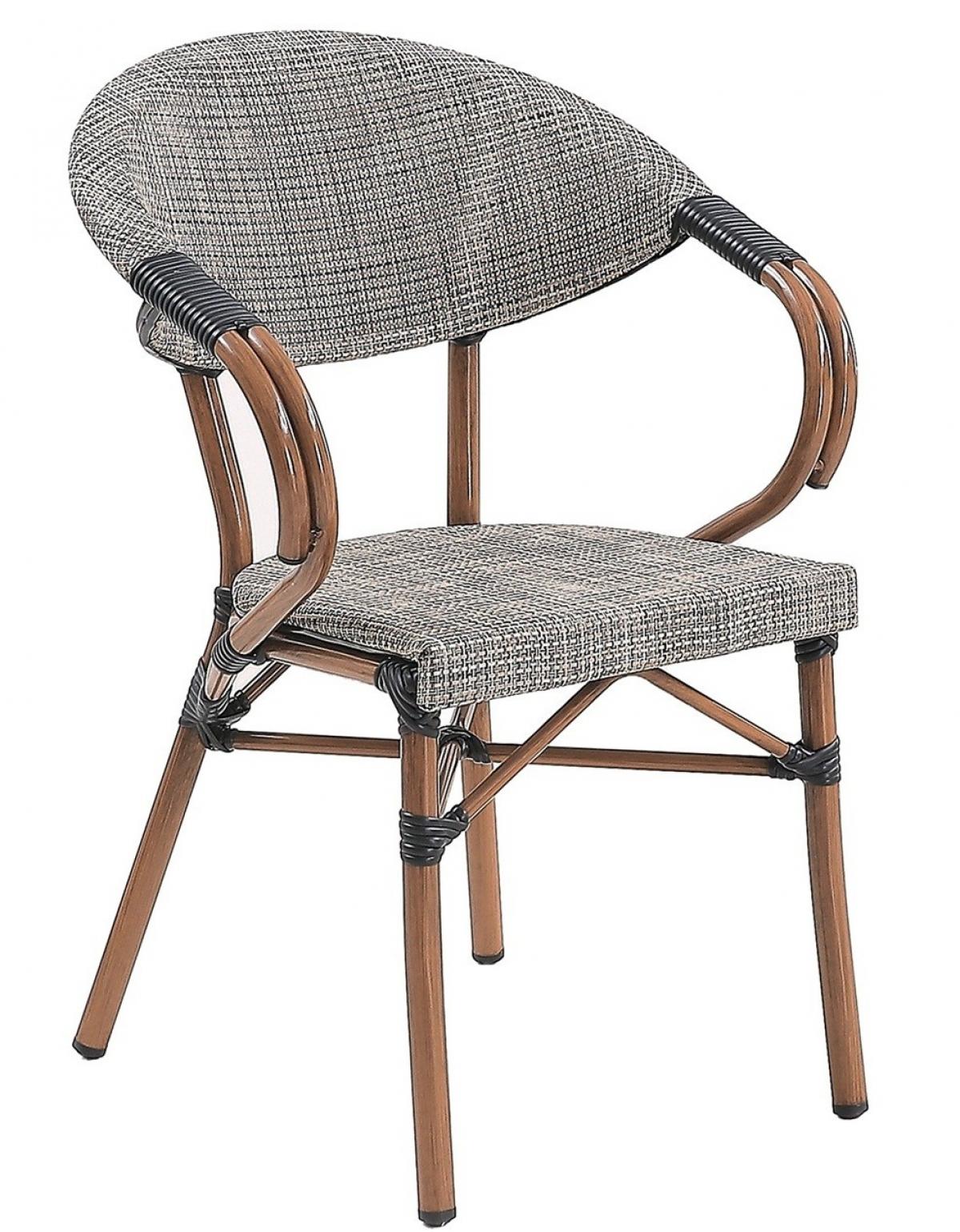Sillón NERJA, apilable, aluminio, teslin gris bronce