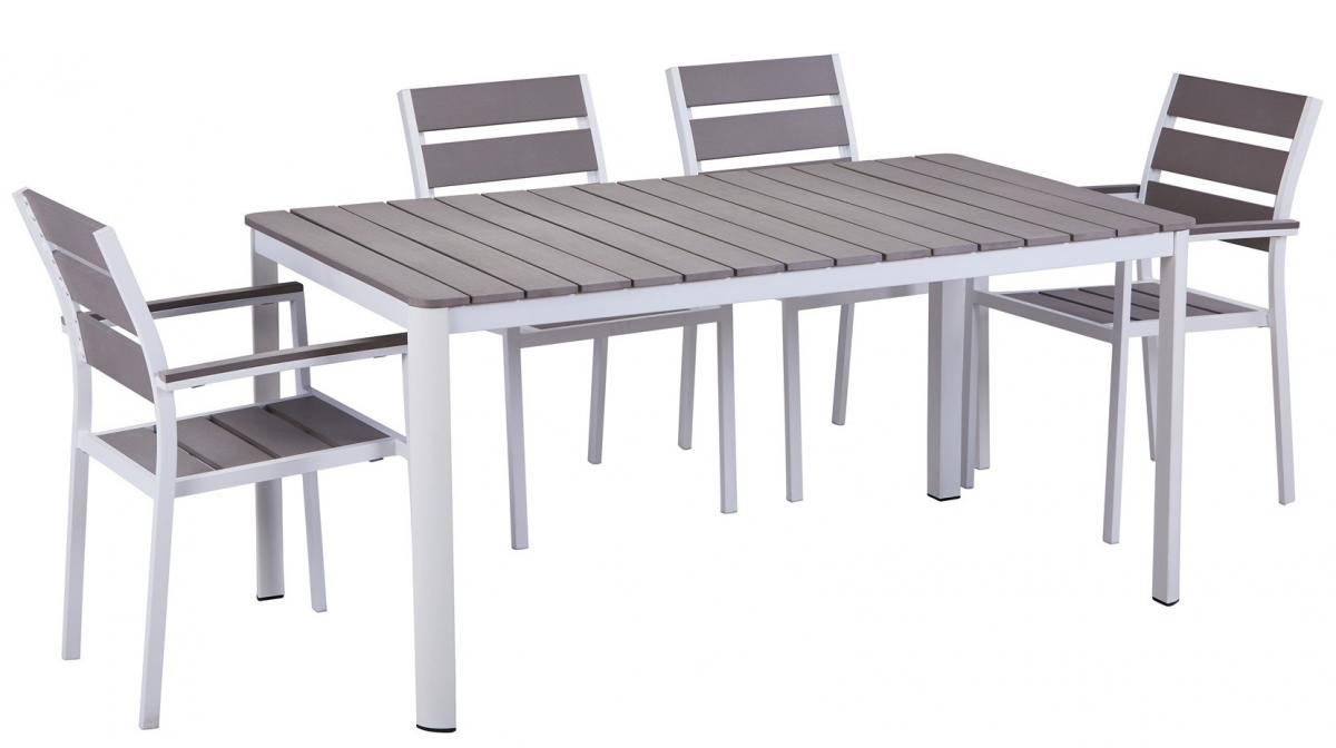 Sillón GARIBALDI, metal blanco, polywood gris