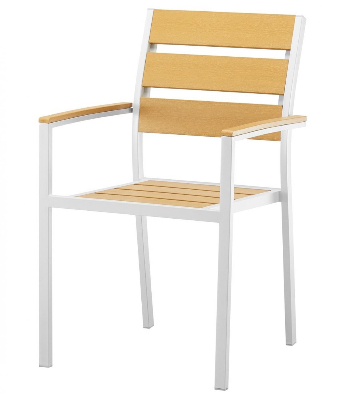 Sillón GARIBALDI, metal blanco, polywood amarillo