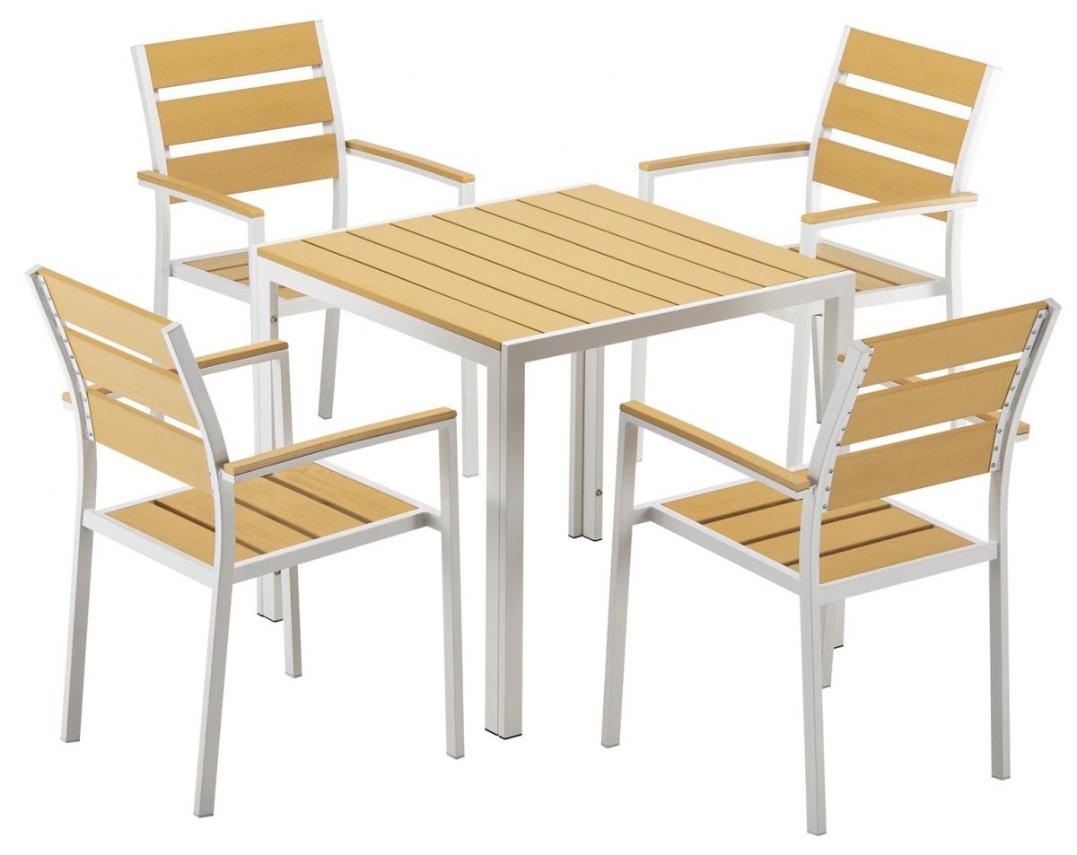 Sillón GARIBALDI, metal blanco, polywood amarillo