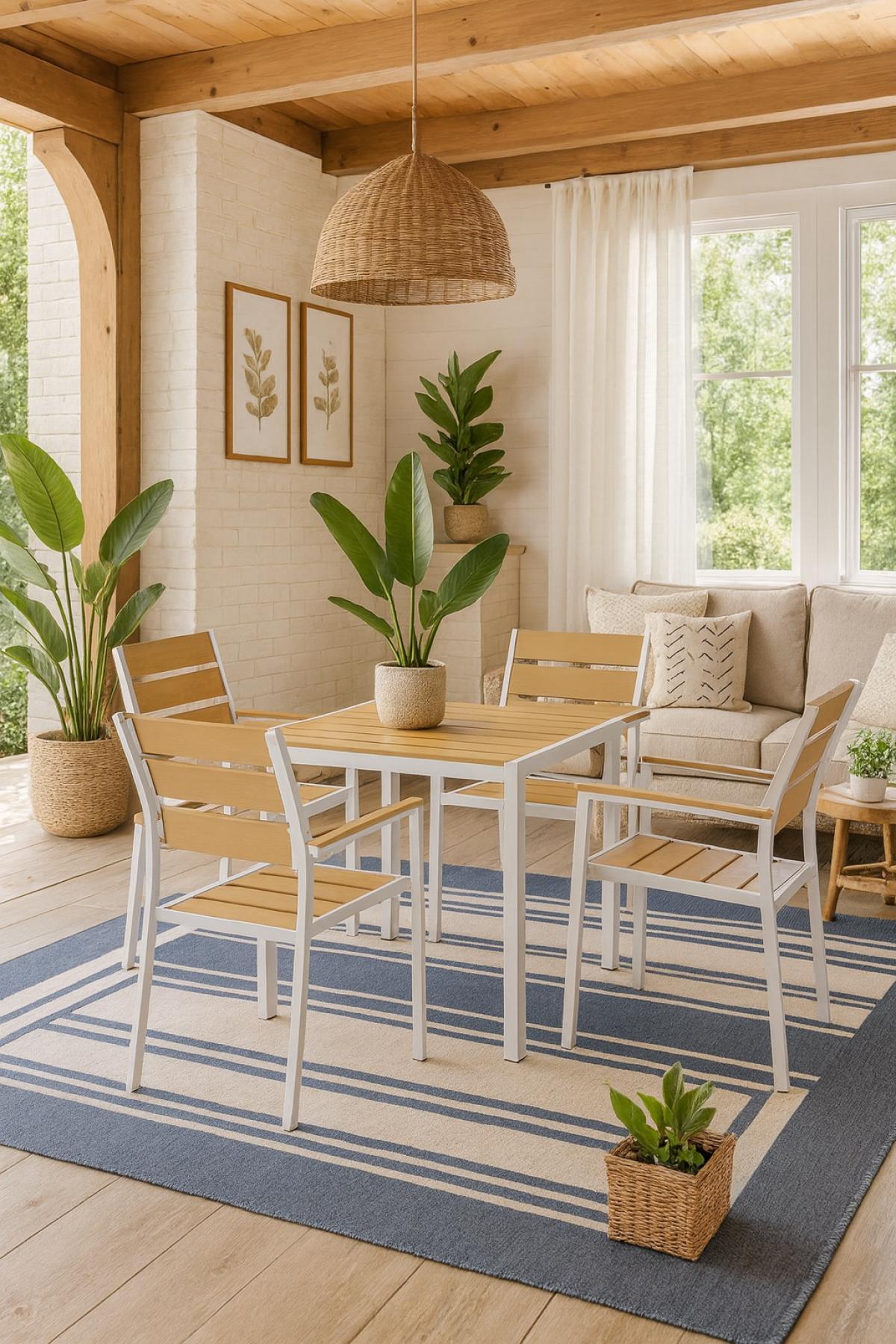 Sillón GARIBALDI, metal blanco, polywood amarillo