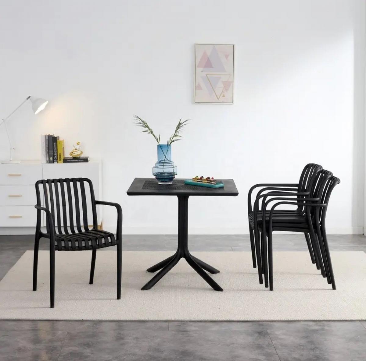 Mesa JÁVEA 97, polipropileno negro, 80 x 80 cms