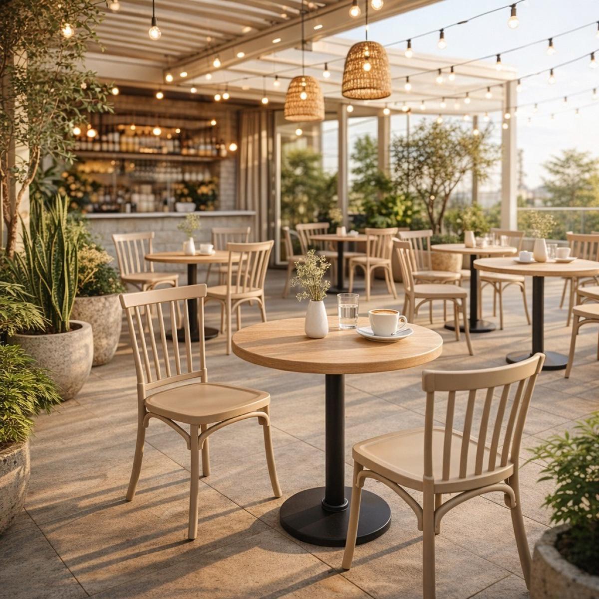 Silla MILOS 43, apilable, tratamiento anti UV, polipropileno tórtora