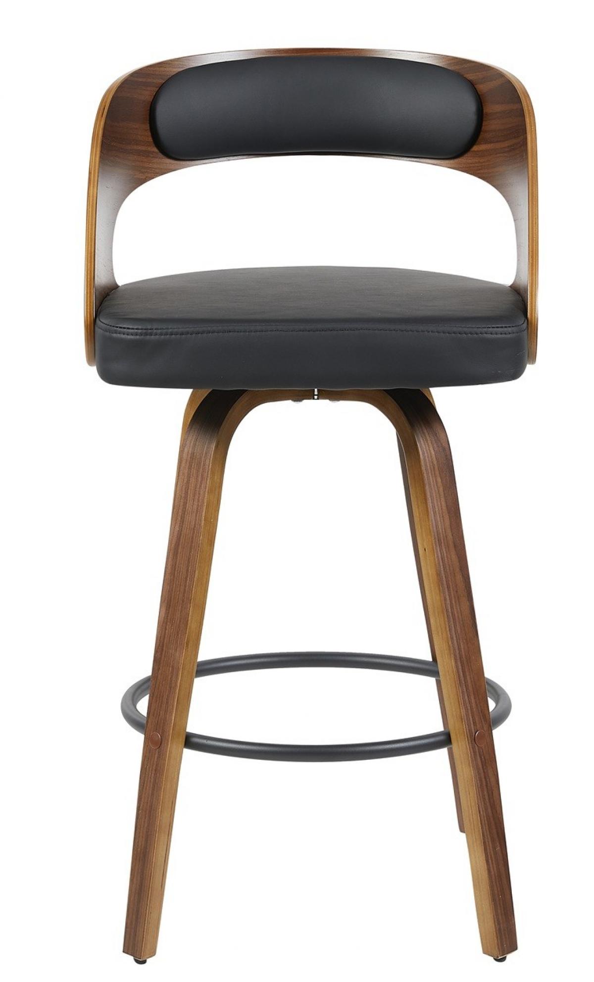 Taburete LOARRE, madera, similpiel negra