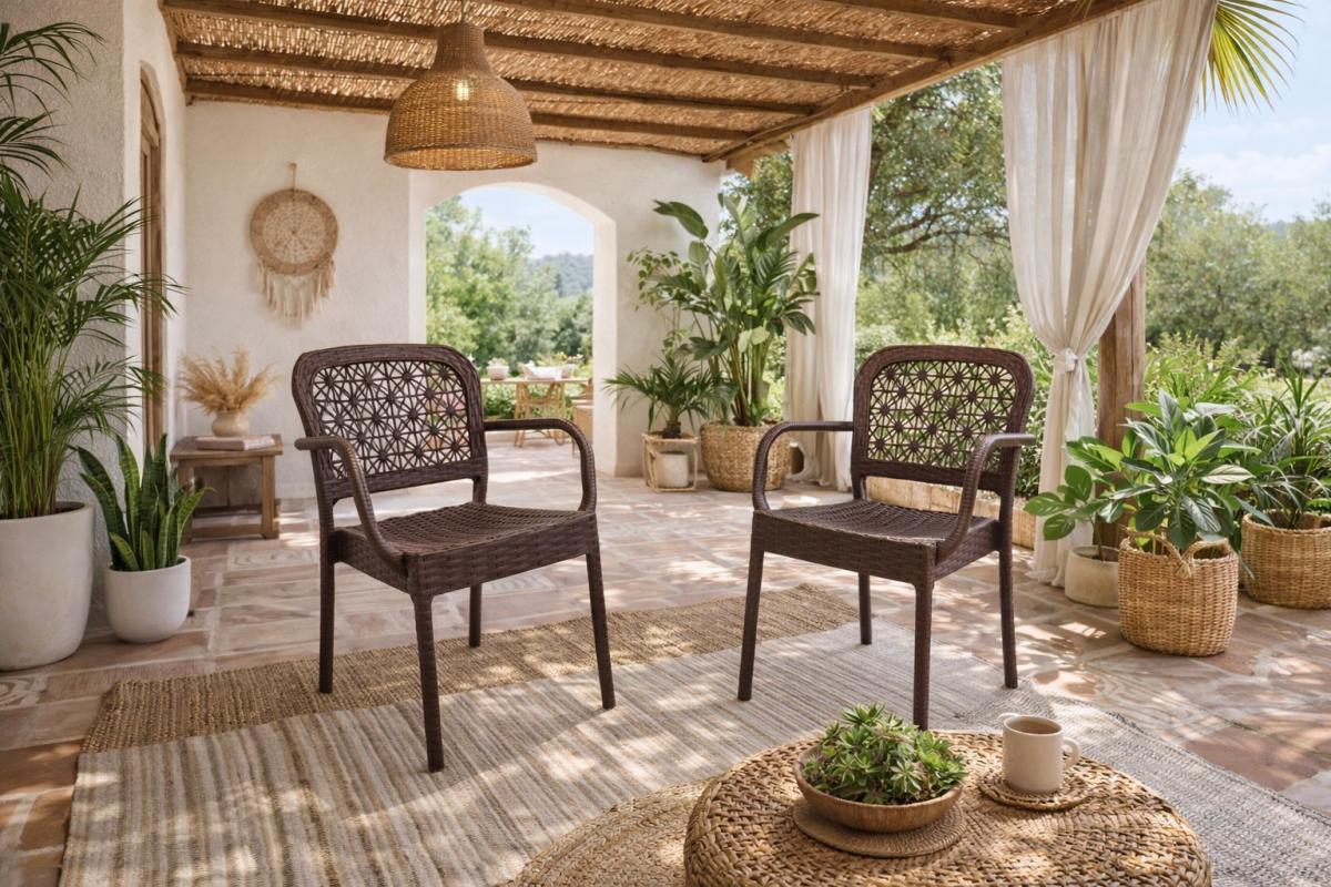 Sillón LATOJA, apilable, polipropileno marrón chocolate