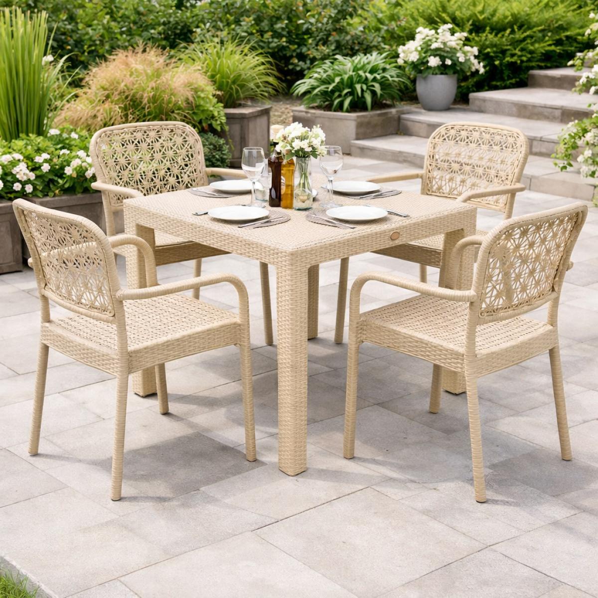 Sillón LATOJA, apilable, polipropileno beige