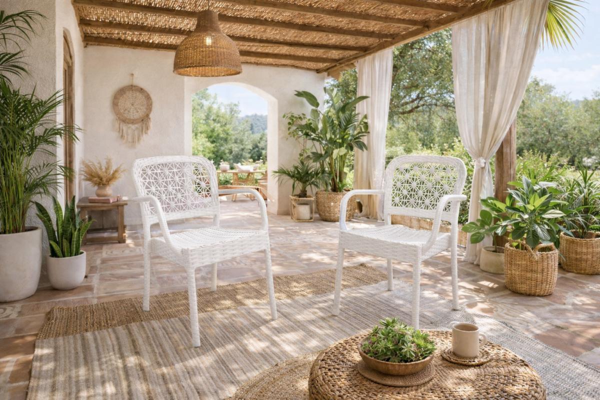 Sillón LATOJA, apilable, polipropileno blanco