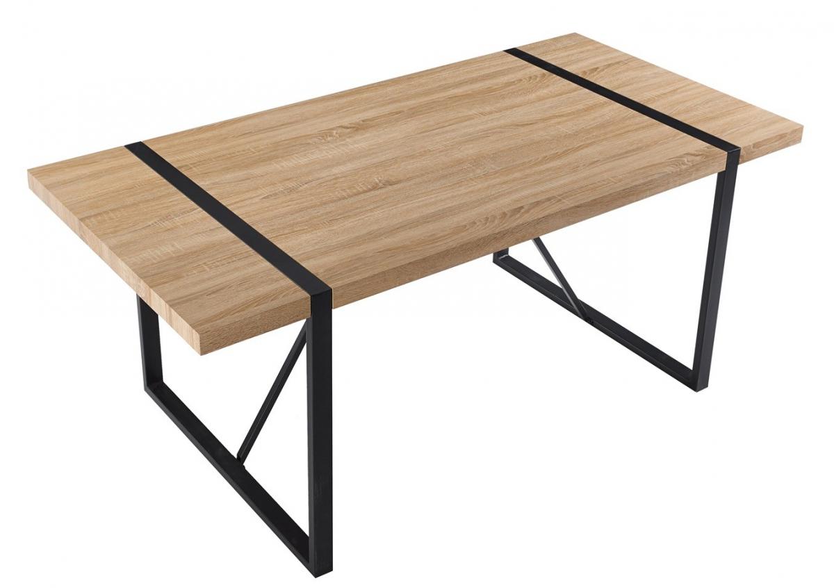 Mesa JENA, metal negro, tapa DM bilaminado roble claro, 180 x 90 cms