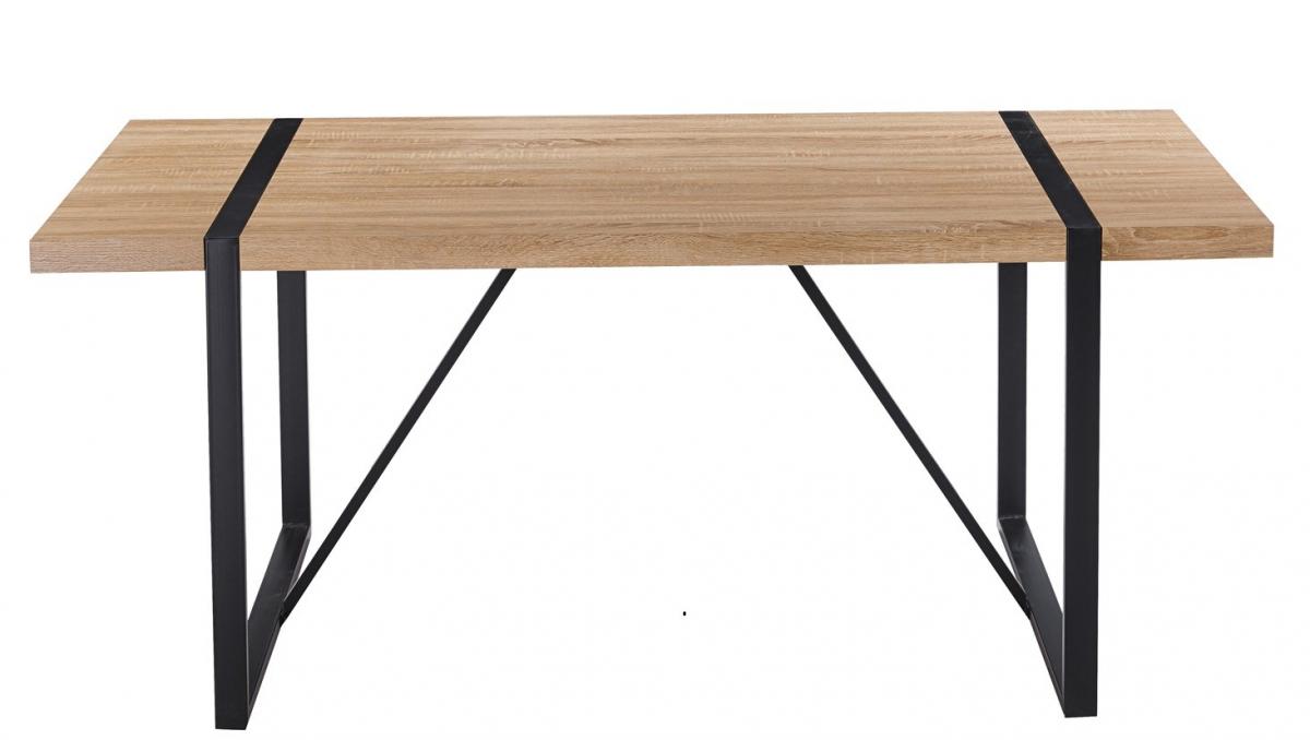 Mesa JENA, metal negro, tapa DM bilaminado roble claro, 180 x 90 cms
