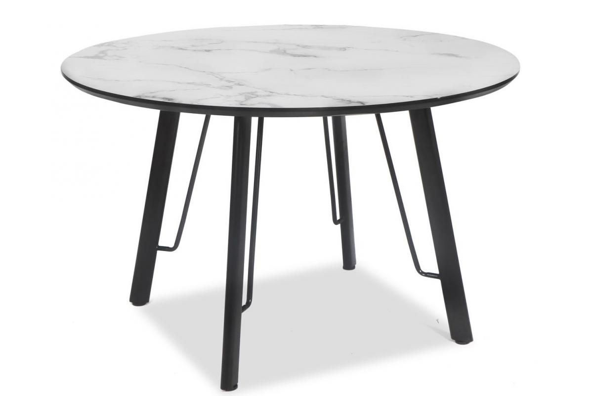 Mesa BIAGIO, metal, tapa DM imitación mármol, 120 cms de diámetro