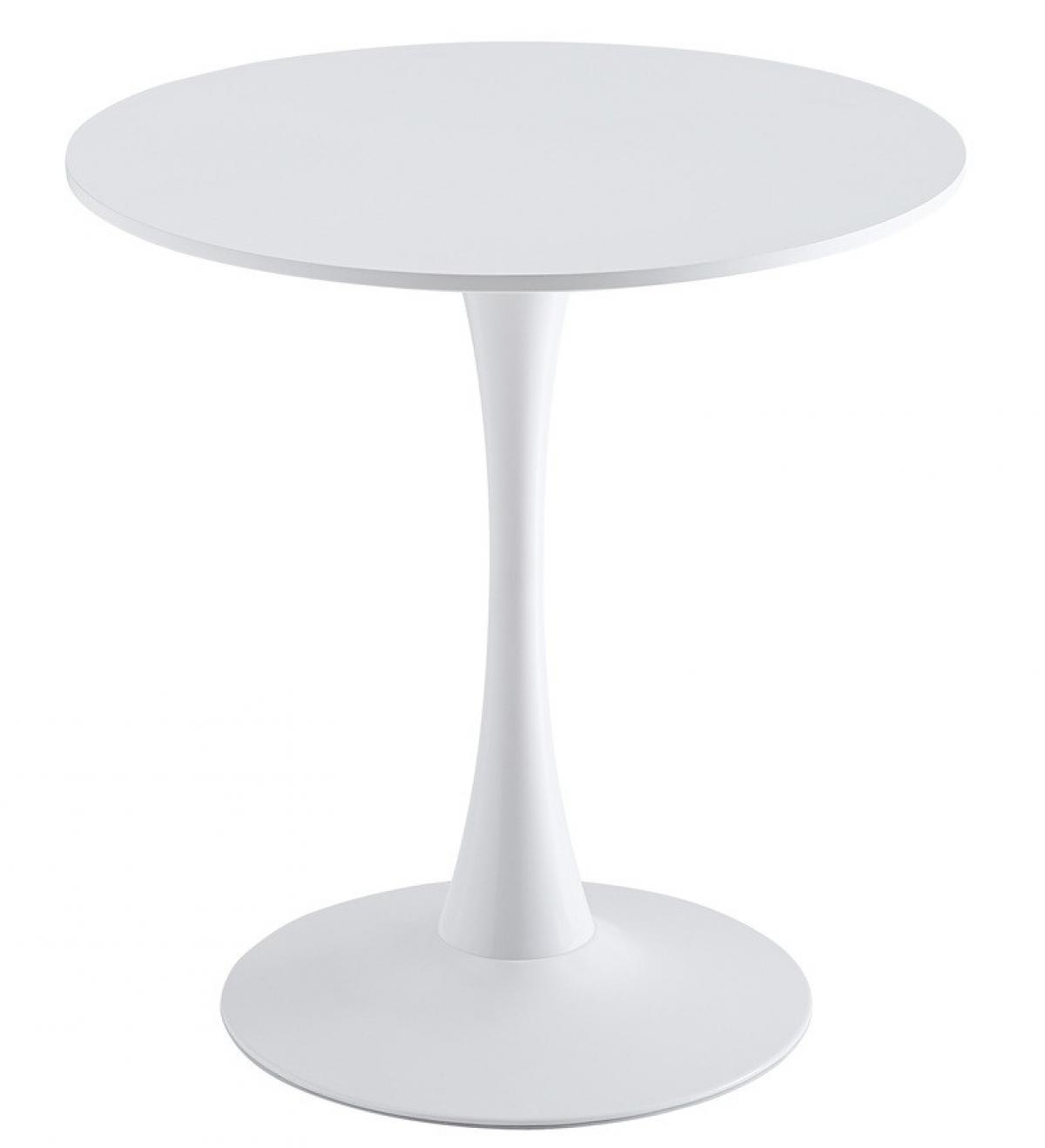 Mesa TUL (SI), base de metal, tapa lacada blanca, 70 cms de diámetro