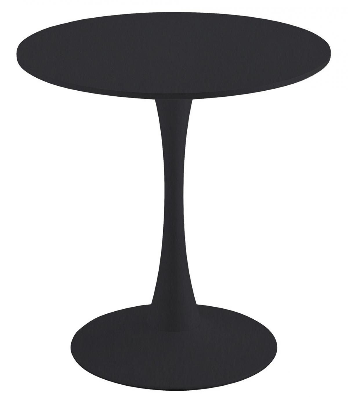 Mesa TUL (SI), base de metal, tapa lacada negra, 70 cms de diámetro