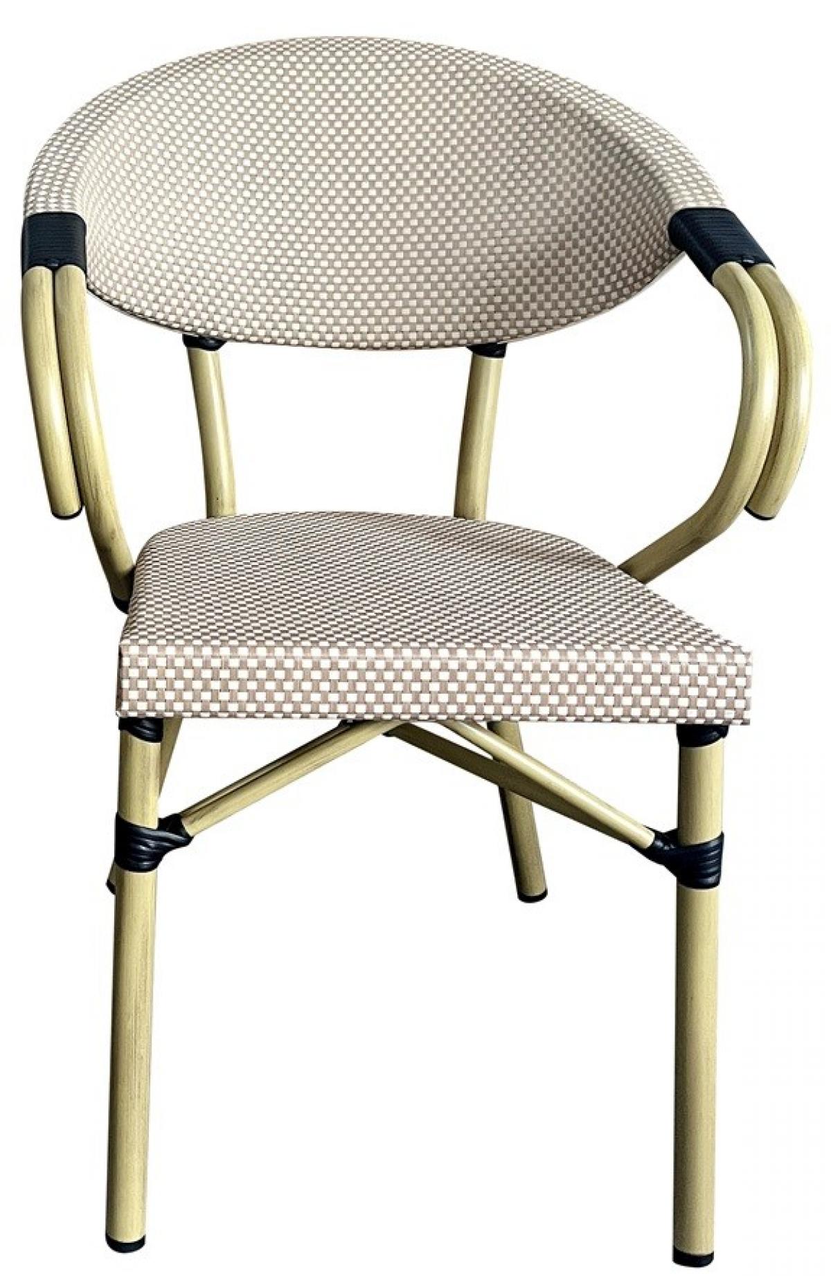 Sillón NERJA, apilable, aluminio, mesh beige y marrón