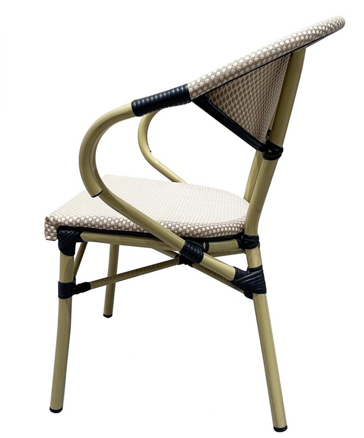 Sillón NERJA, apilable, aluminio, mesh beige y marrón