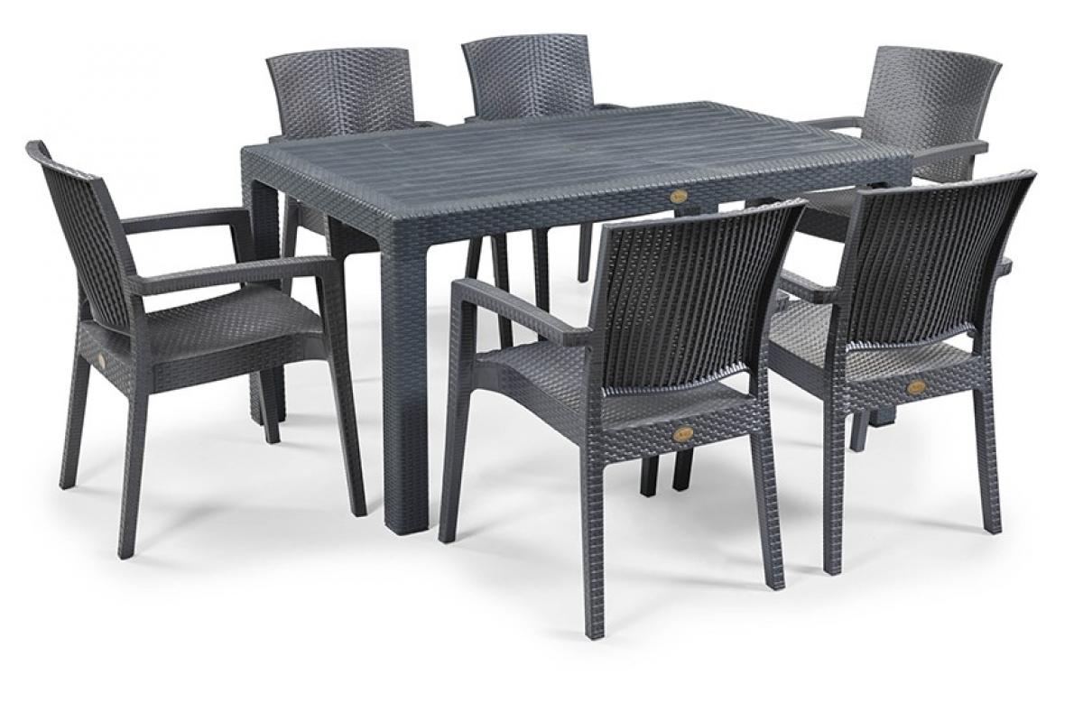 Mesa MIJAS, polipropileno antracita, 150 x 90 cms