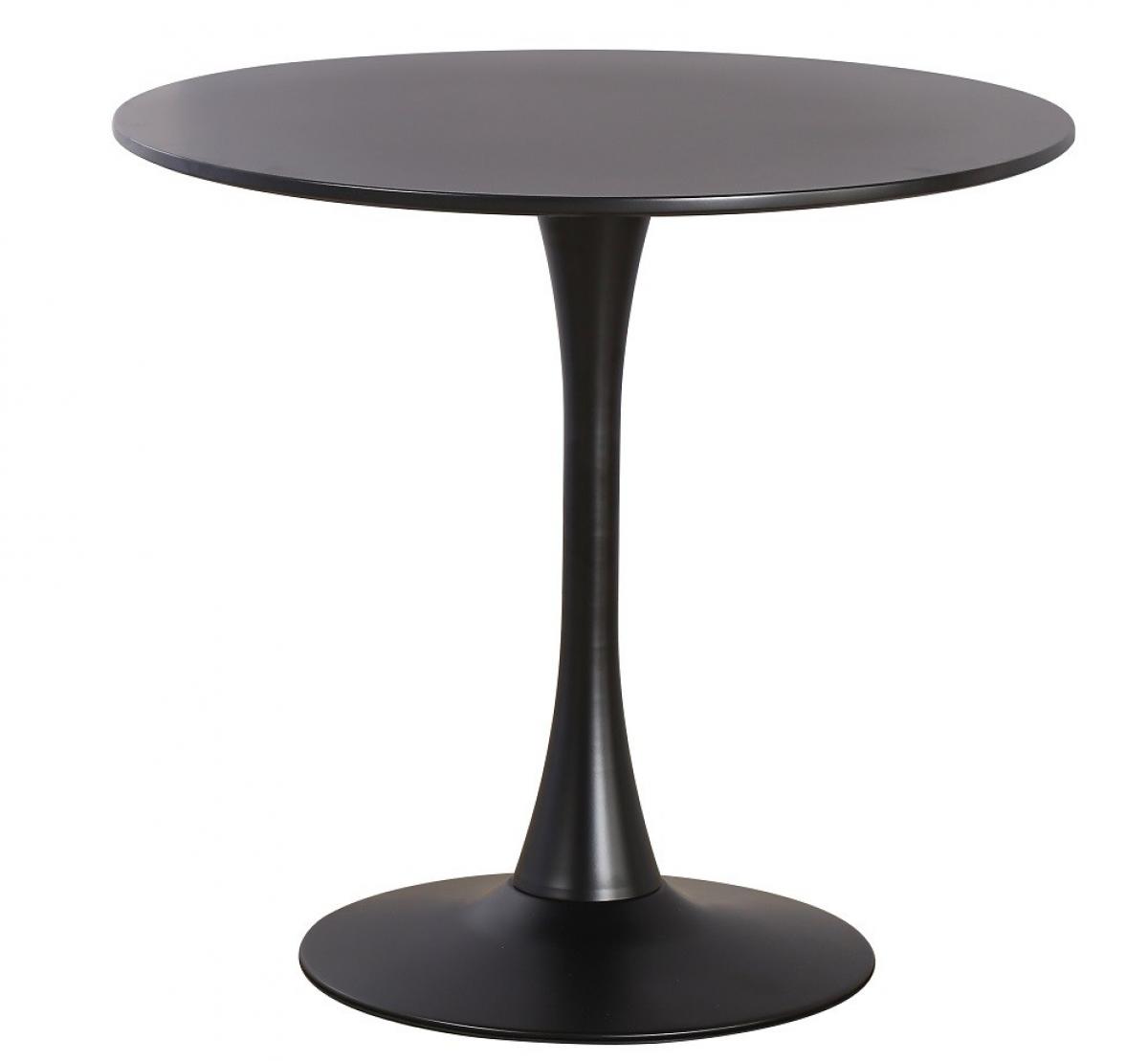 Mesa TUL (TO), base de metal, tapa lacada negra, 80 cms de diámetro