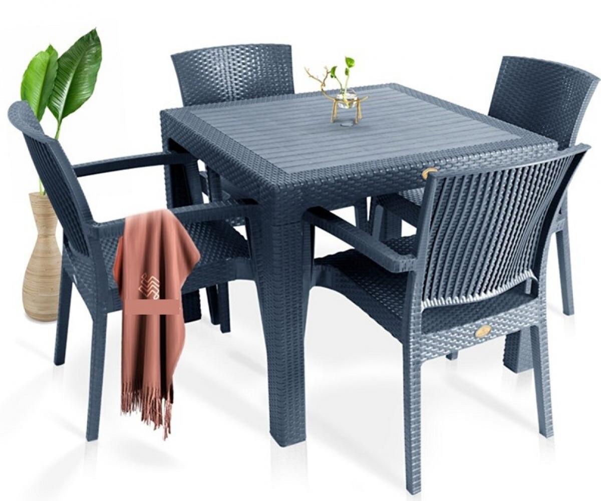 Mesa MIJAS, polipropileno gris oscuro, 90 x 90 cms