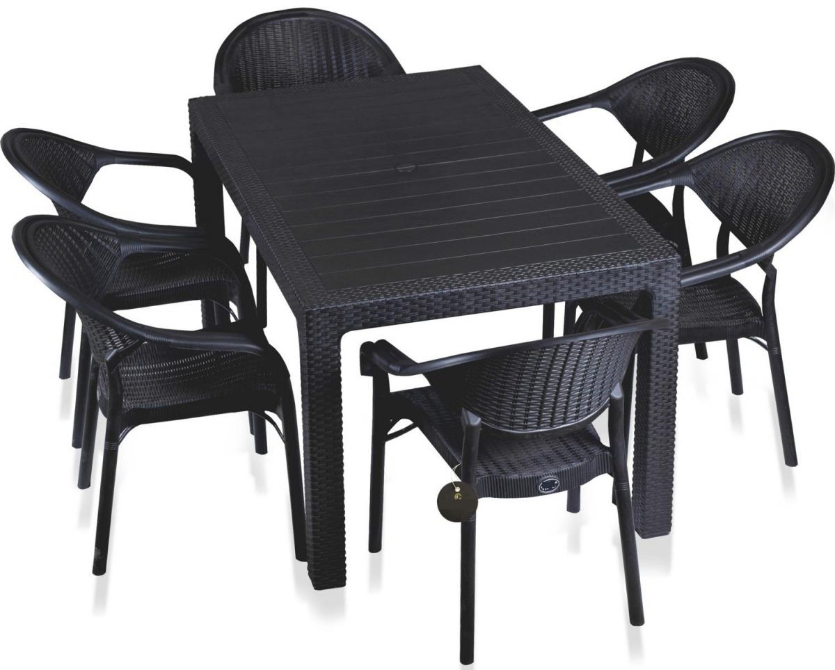 Mesa MIJAS, polipropileno negro, 150 x 90 cms