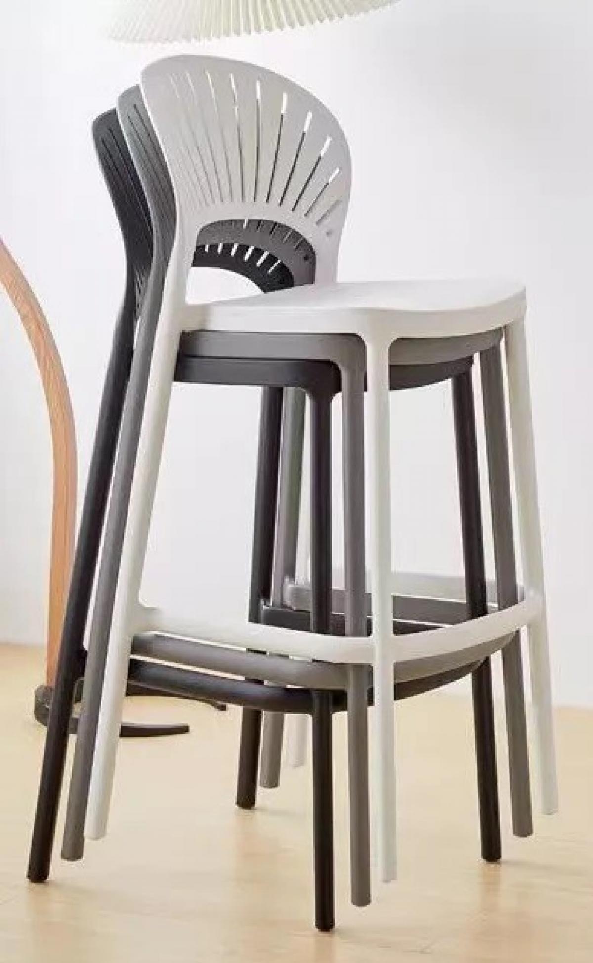 Taburete ABANICO, apilable, polipropileno gris