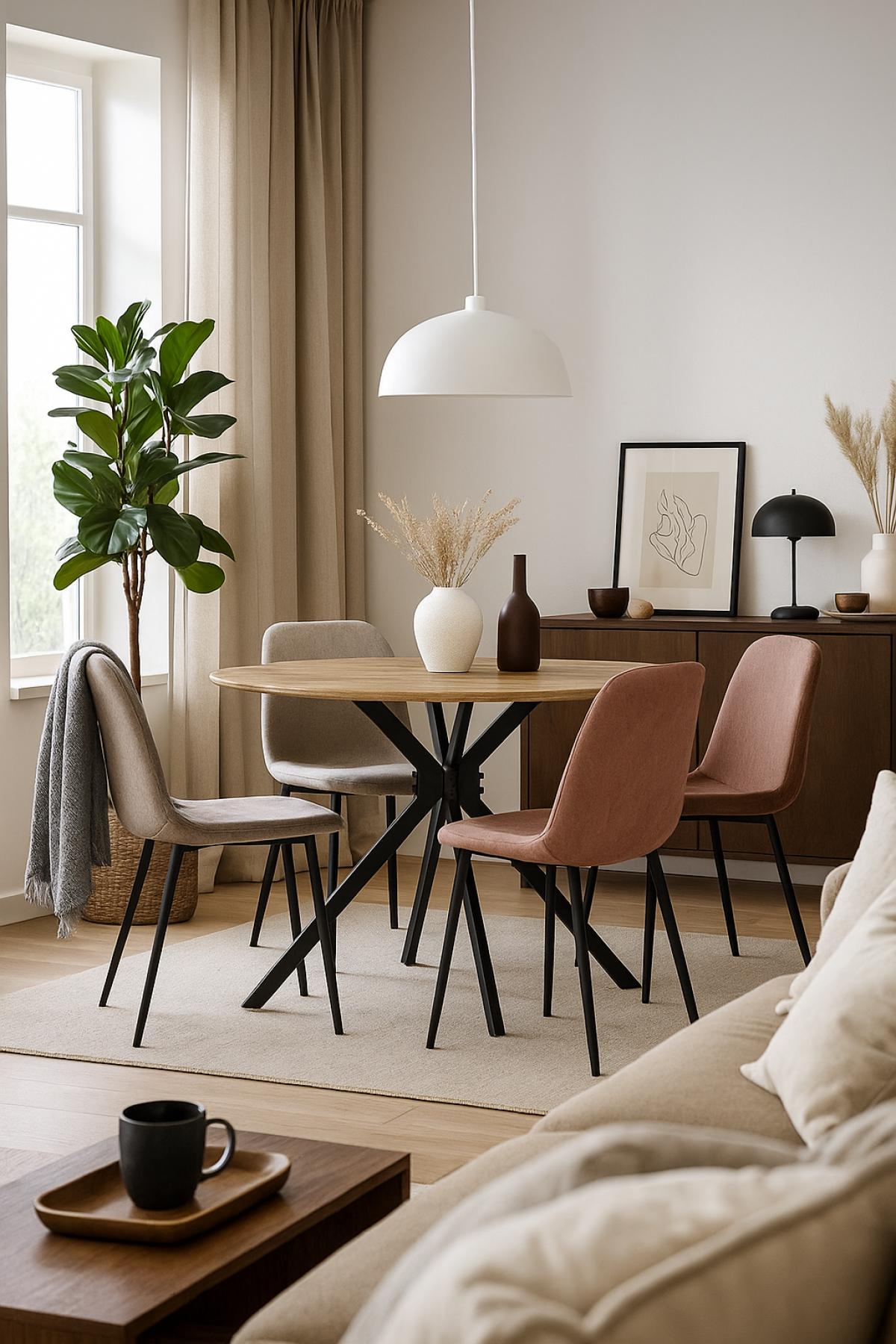 Mesa MINERVA NEW, metal, madera, 120 cms de diámetro