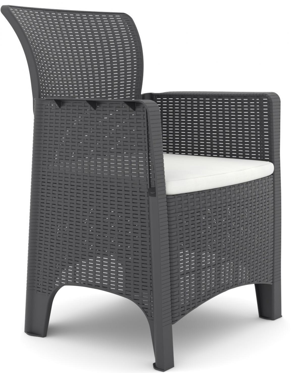 Sillón ILEÓN, polipropileno antracita, cojín beige
