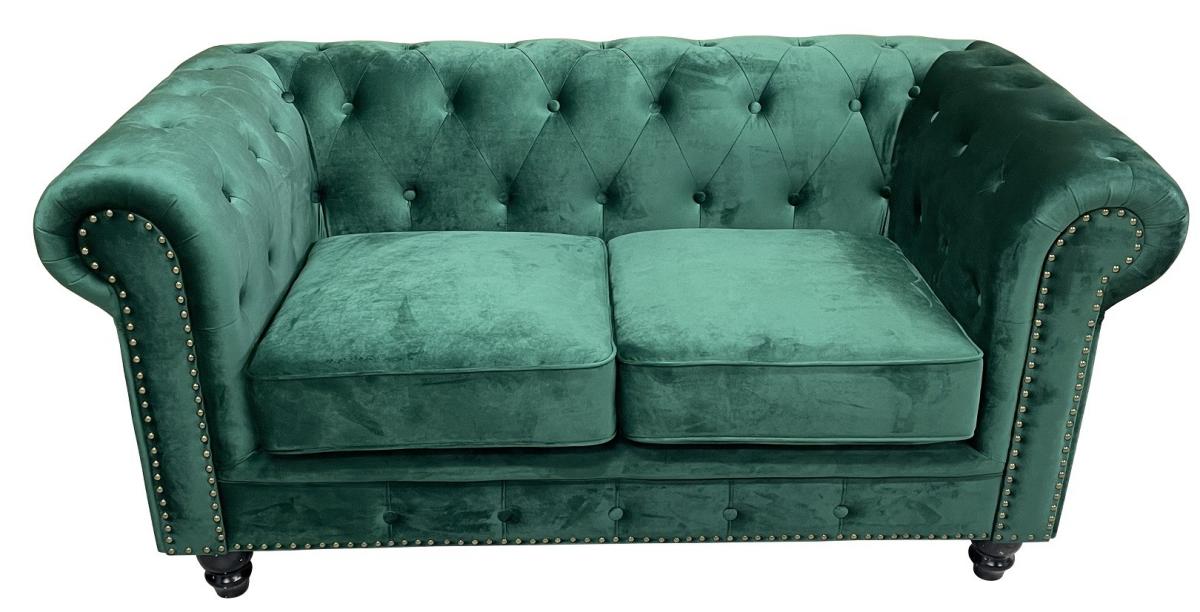 Sofá CHESTER PREMIUM, 2 plazas, tapizado velvet esmeralda
