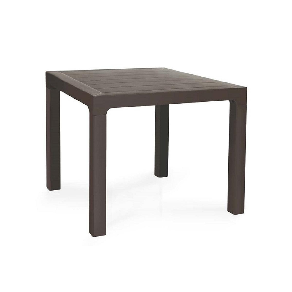 Mesa TROPICAL, lisa, polipropileno marrón chocolate, 80 x 80 cms