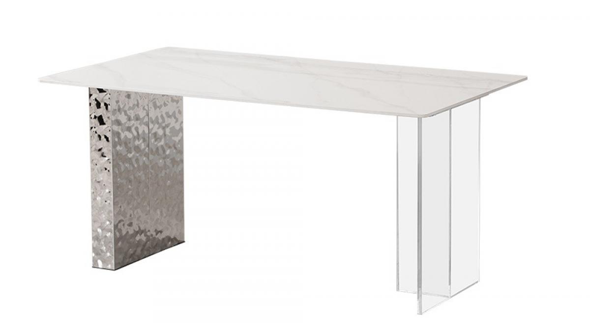 Mesa VENETO, acero inoxidable, acrílico, tapa de cerámica, 160 x 90 cms