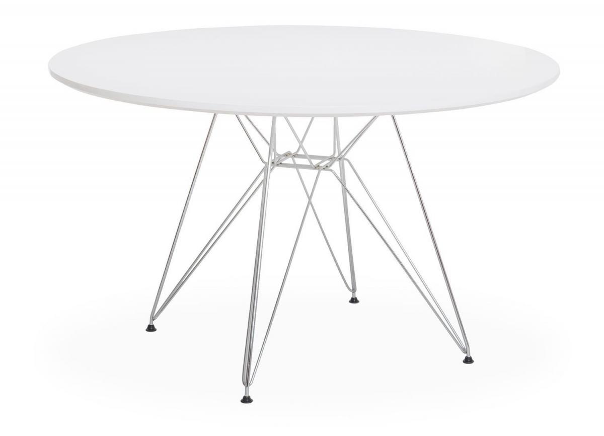 Mesa STAR, cromada, lacada blanca, 120 cms de diámetro