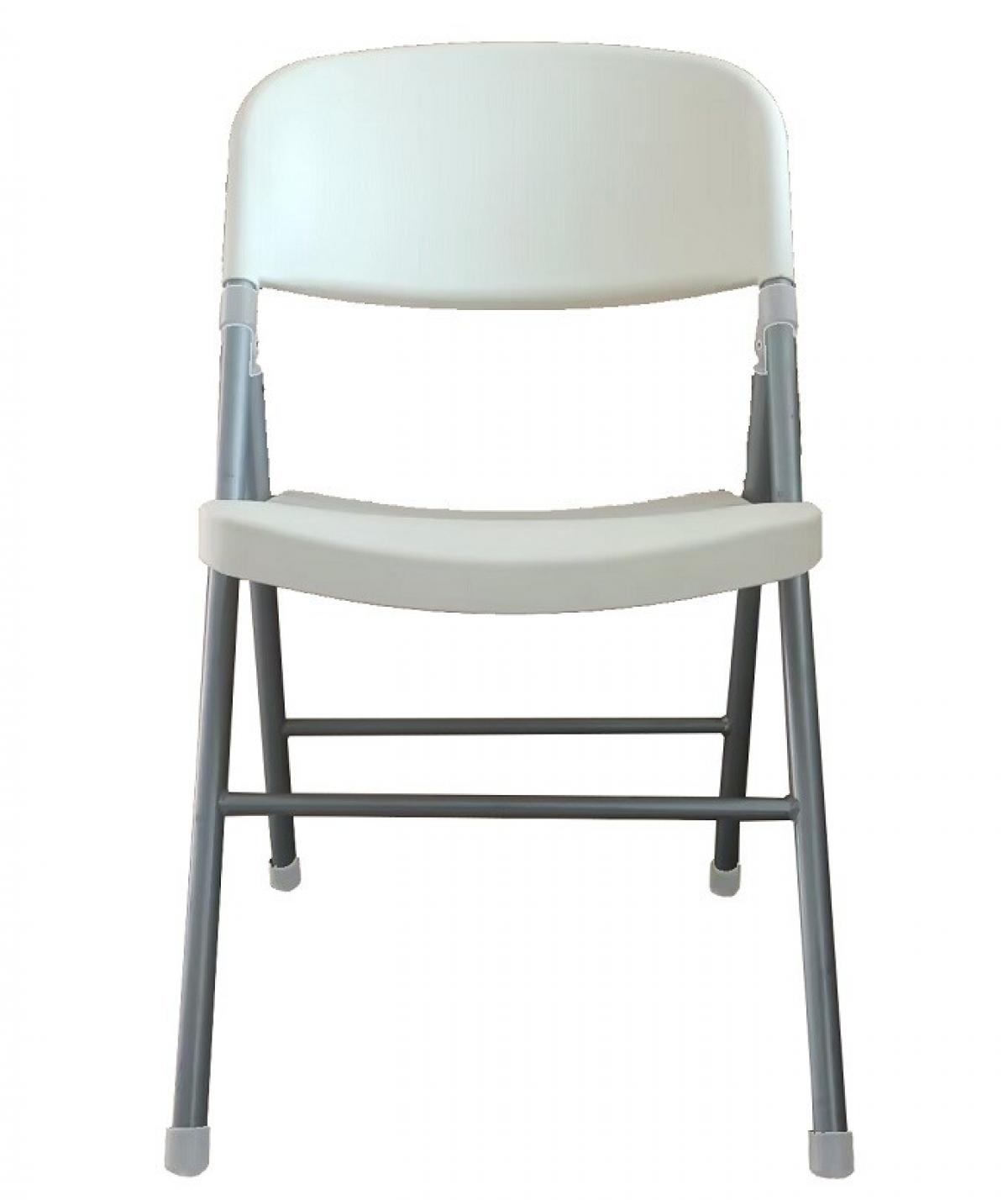 Silla BEACH, plegable, metal plata, polietileno blanco