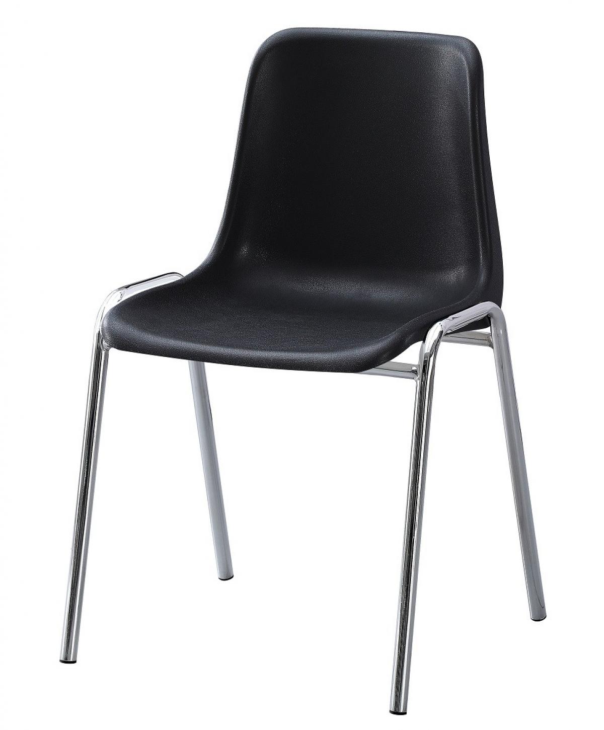 Silla CARCASA, apilable, cromada, polipropileno negro