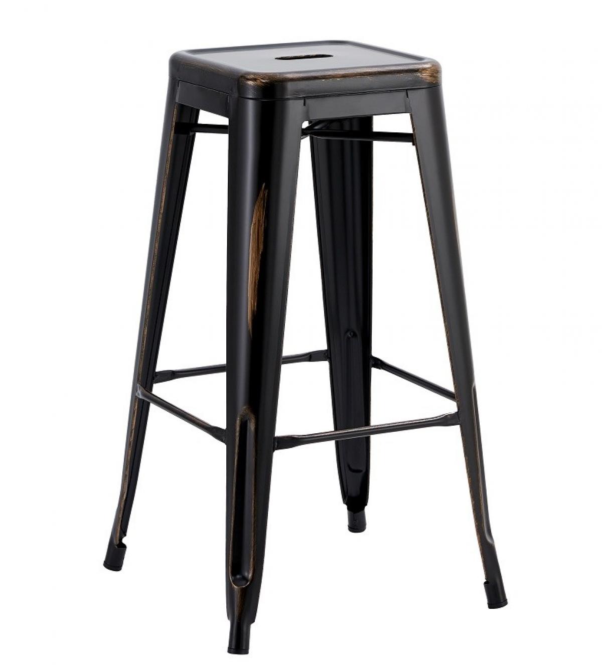 Taburete TOL EK VINTAGE, acero, negro