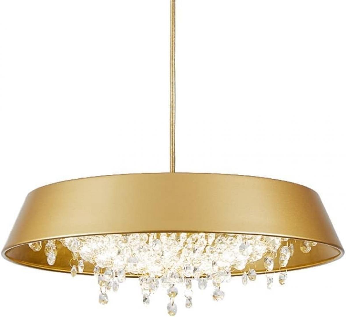 Lámpara JENA DO, colgante, metal, dorada, cristal, led