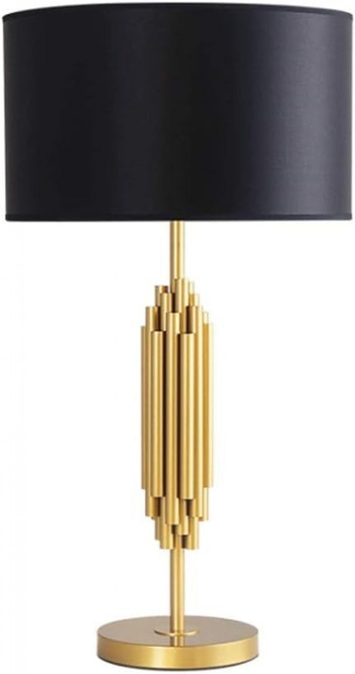 Lámpara KASSEL, sobremesa, metal dorado, pantalla negra