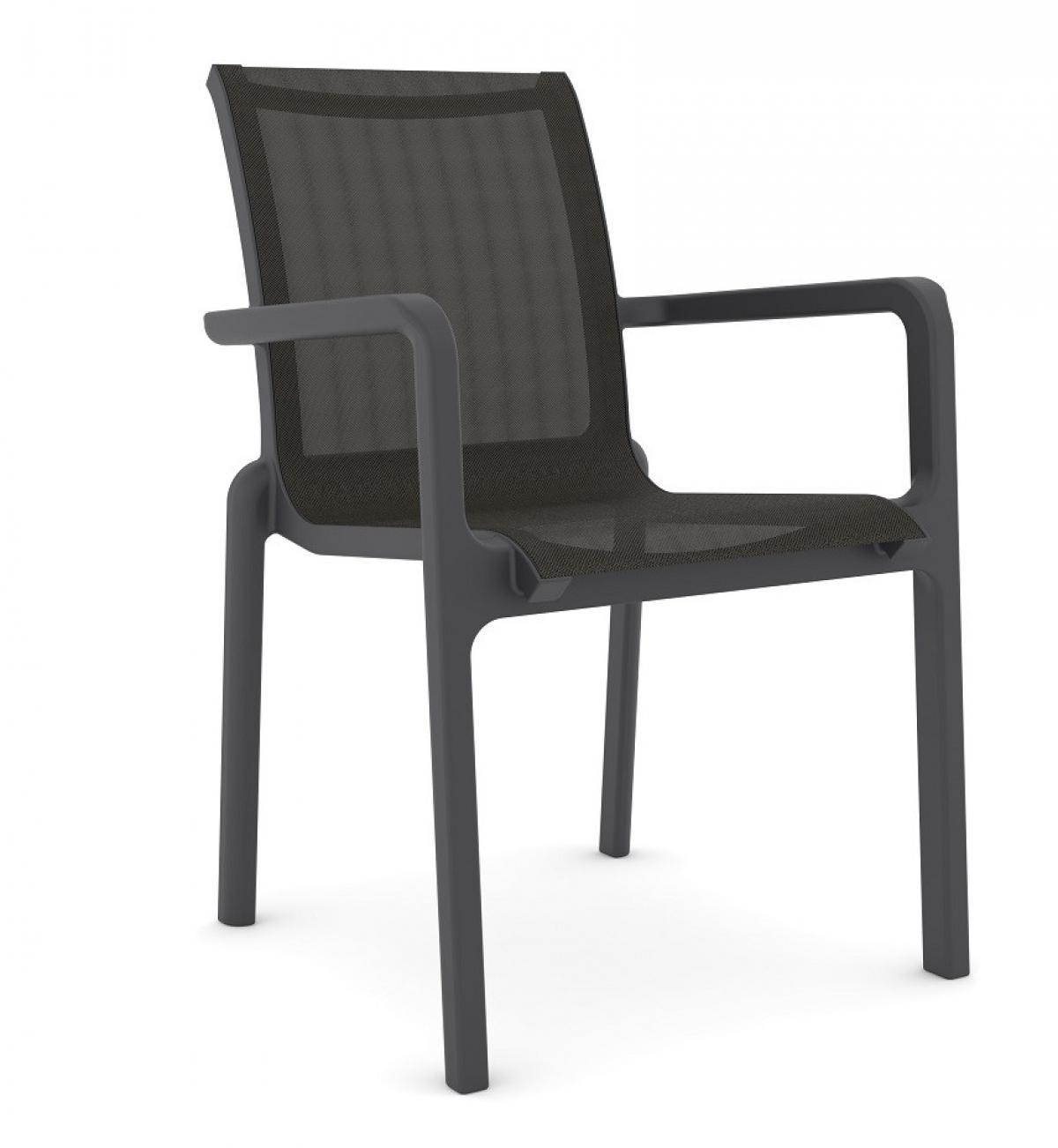 Sillón NEPTUNO, apilable, polipropileno y batyline antracita