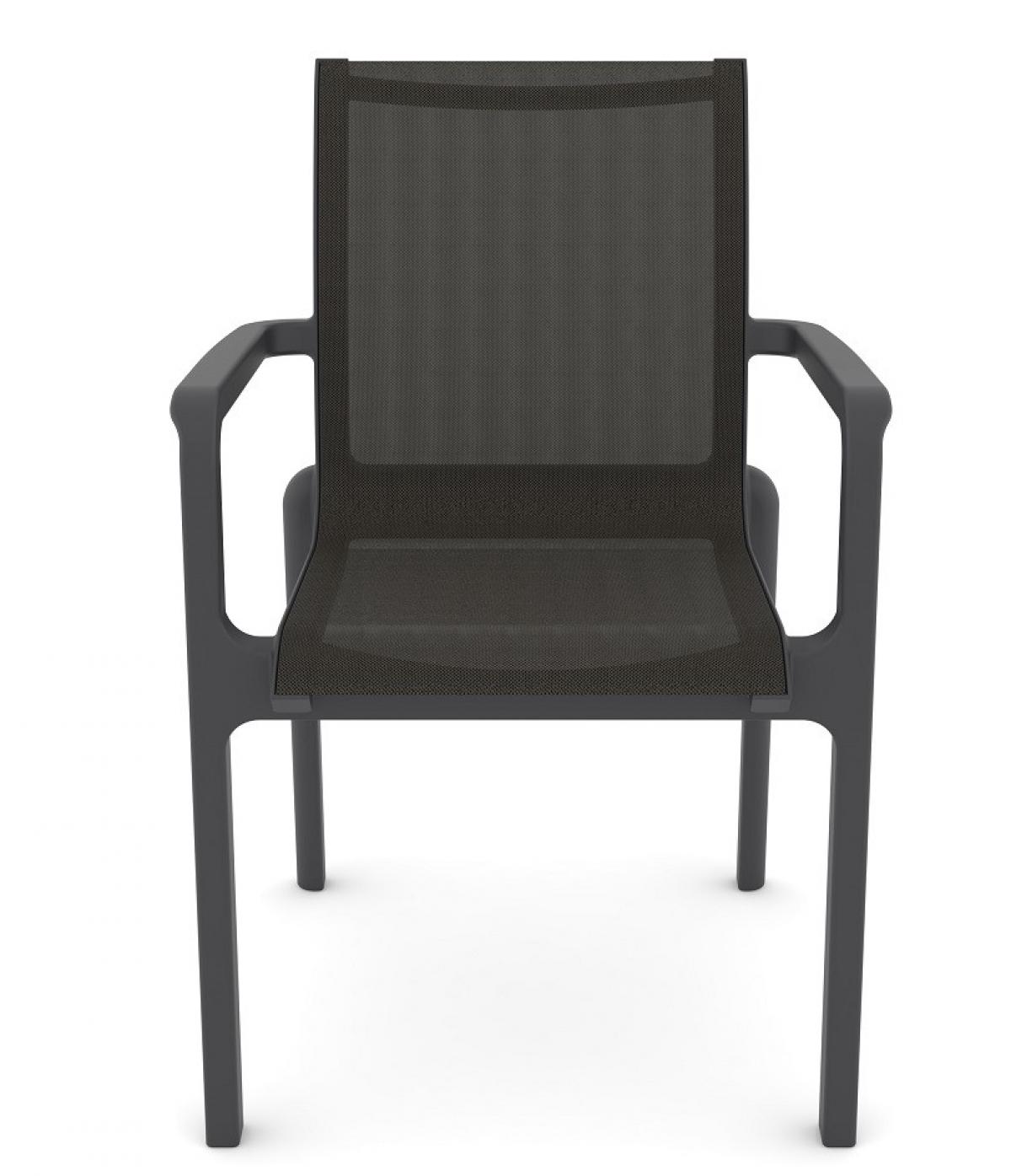 Sillón NEPTUNO, apilable, polipropileno y batyline antracita
