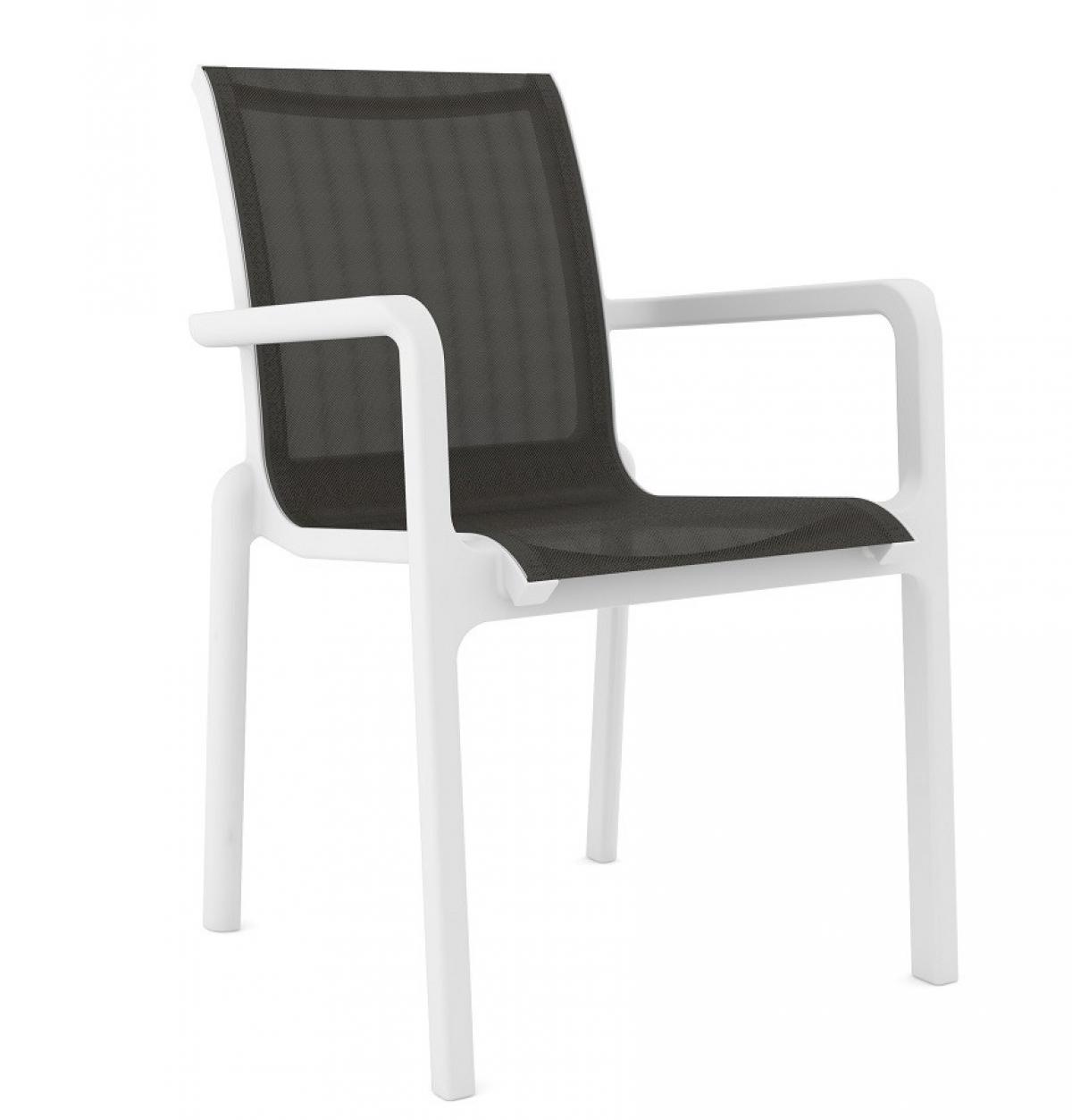Sillón NEPTUNO, apilable, polipropileno blanco, batyline antracita
