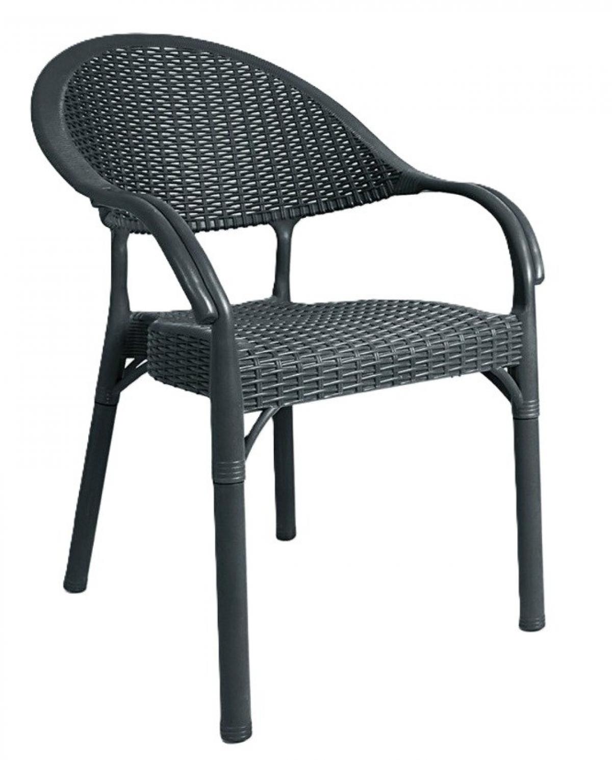 Sillón TORREMOLINOS, apilable, patas metálicas, polipropileno antracita
