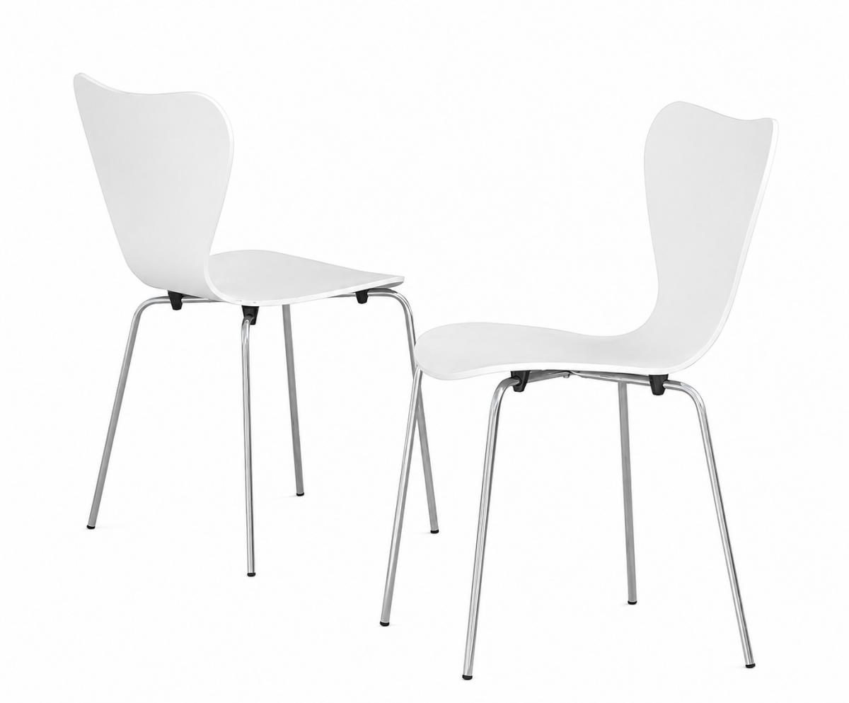 Silla JACOBO, apilable, cromada, acabado lacado blanco