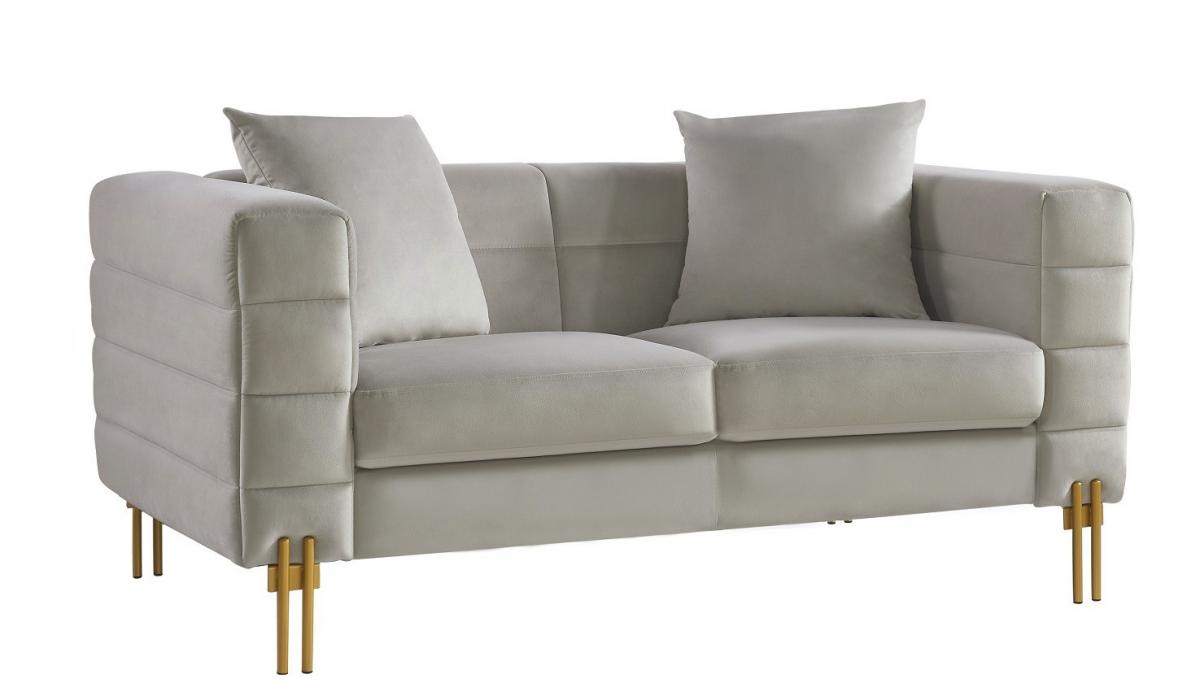 Sofá LARIOS, 2 plazas, tejido velvet gris claro 25