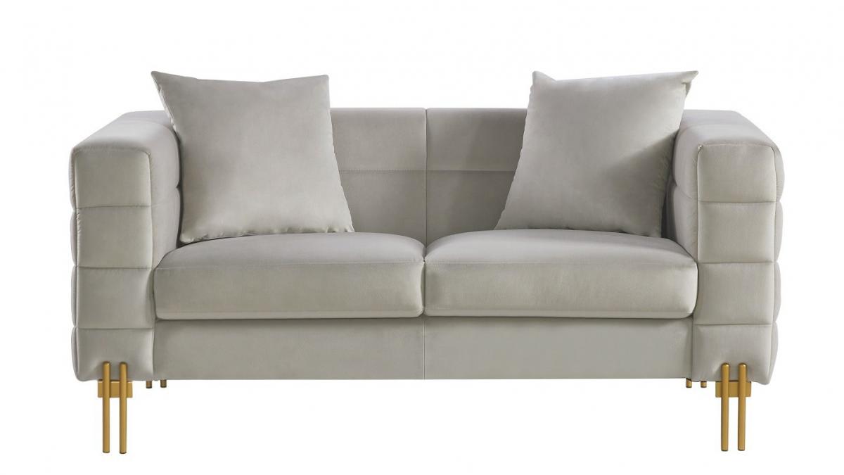 Sofá LARIOS, 2 plazas, tejido velvet gris claro 25