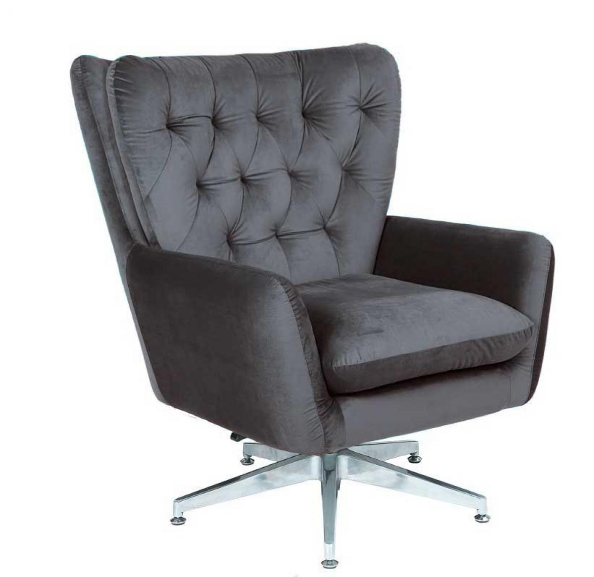 Sillón BÉCQUER, giratorio, regulable, tapizado velvet gris