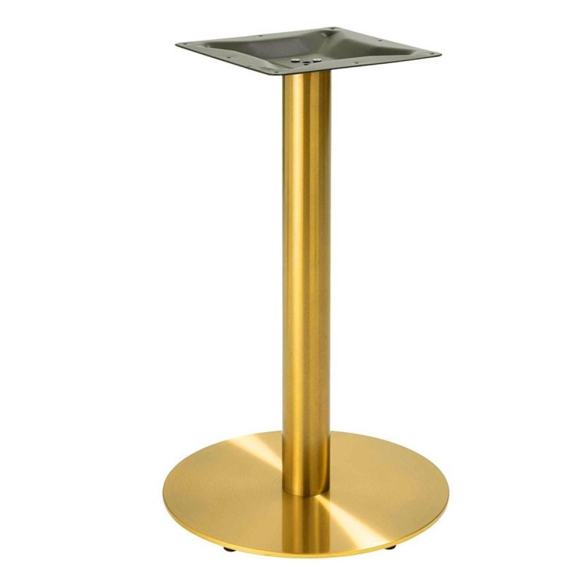 Base de mesa BOMBAY 72DO, acero inoxidable, dorada, base de acero de 8 mm. 45 cms de diámetro, altura 72 cms
