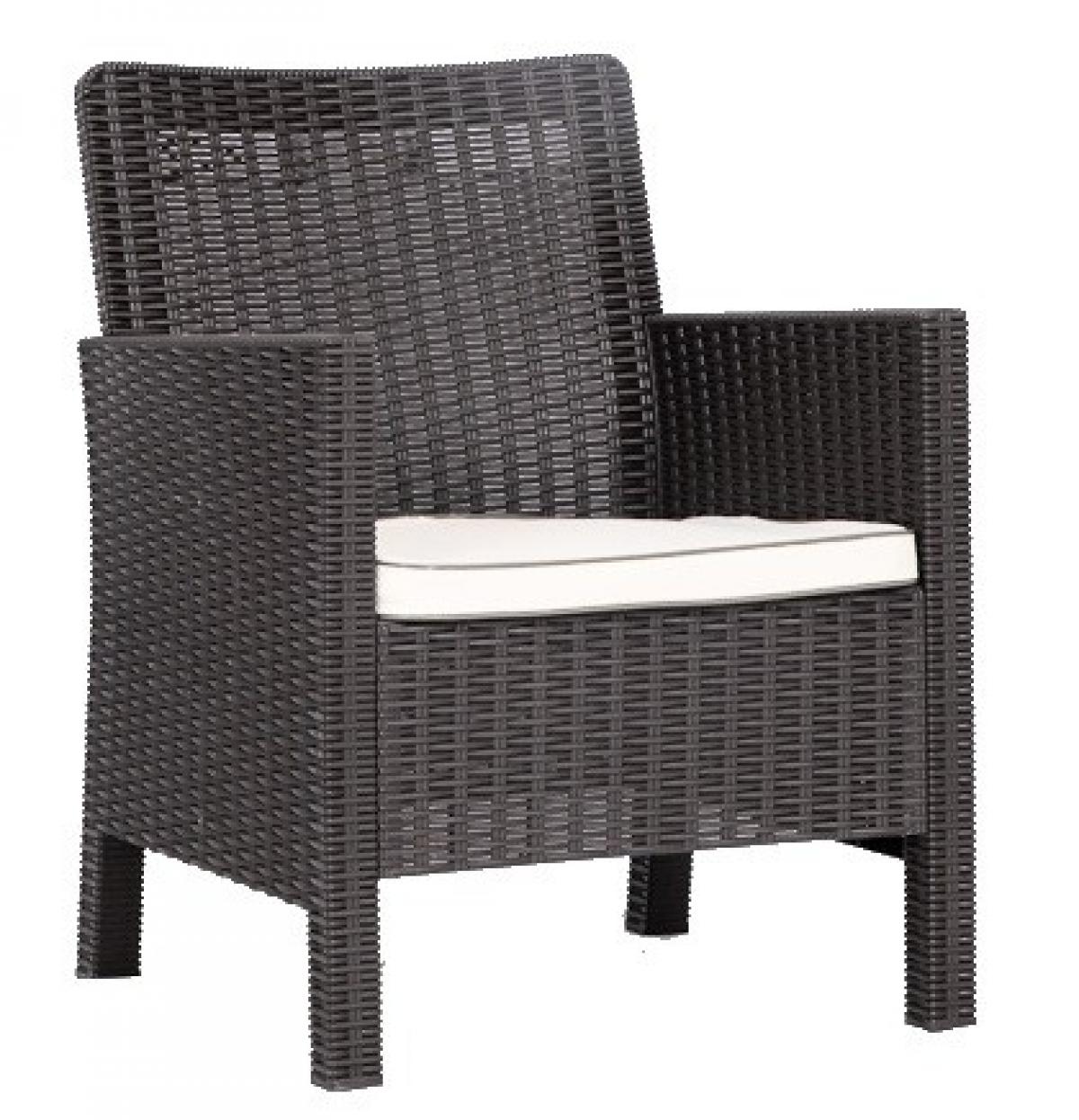 Sillón ADRIATICO, polipropileno marrón chocolate, cojín beige