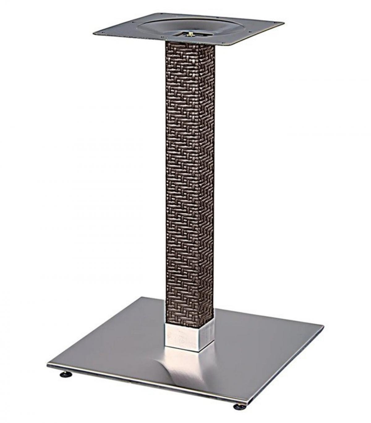 Base de mesa OLBY 72, columna revestida, base de acero de 8 mm. 45 x 45 cm, altura 72 cms