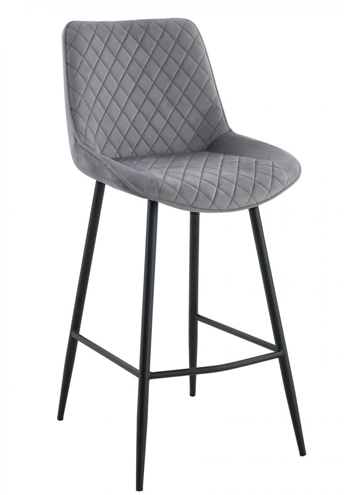 Taburete FELICIO, metal, tapizado velvet gris claro
