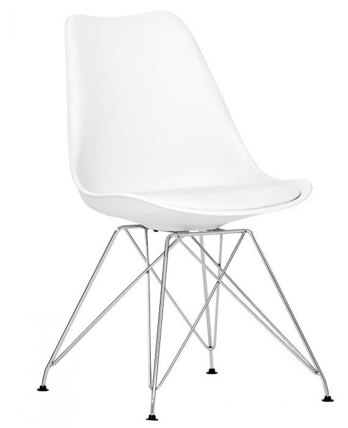 Silla BELLA (SU), cromada, carcasa y cojín blanco